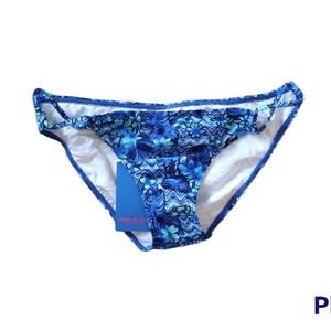 NWT Floral Twist Side Tropical Print Bikini Bottom Blue
